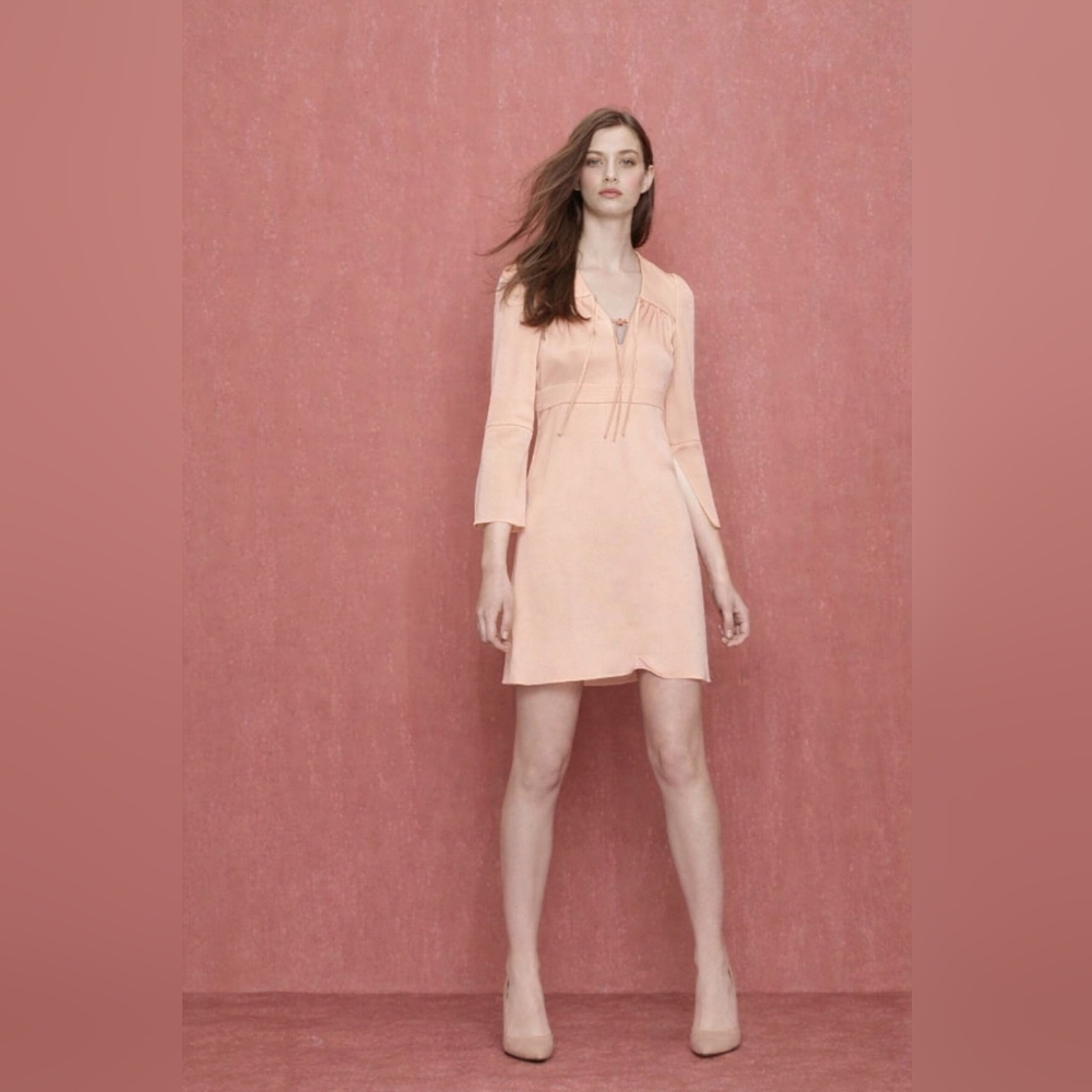 Maje Rahon Nude Textured Satin Mini Dress Size 3 = L